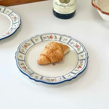 French Printed Ceramic Plate Vintage Household Serving Plates High-end Western Style Pasta Disc Exquisite Patchwork Tableware
