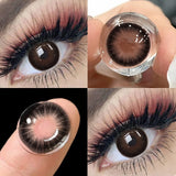 1pair Myopia Contact Lenses with Degrees Colored Natural Lenses 0 to -6.00 Degrees Graduation Blue Pupils Lenses Eyes