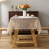 1pc  Elegant Lace Tablecloth with Tassels,Rural Fresh Jacquard Lace Tablecloth  Perfect for Dining & Parties,Family Gatherings