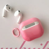 New Gradient Pink Gloss Smooth Soft Silicone Case With Keychain For Apple AirPods Pro 2 3 4 1 Wireless Bluetooth Earphone Cover