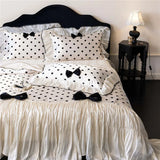Princess Bowknot Luxury Bedding Set Silky Soft Duvet Cover Flat/Fitted Bed Sheet Pillowcase 4Pcs