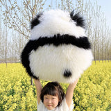Throw Pillows Super Cute Angry Panda Back View 100% Wool / Artificial Wool Back Cushion for Bed Sofa Cushion Floor Cushions Cozy