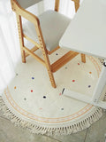 Tassel Round Living Room Large Area Carpets Cute White Children's Carpet Spotted Pattern Girl's Bedroom Rug Plush Soft Rugs 양탄자