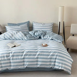 High Quality Grid Printed Flat Sheet Bedding Sets Light Luxury Cotton Soft Quilt Cover Single Double Bed Comfort Set for Adults
