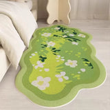 Bedroom Bedside Rug Soft Comfortable Fluffy Faux Cashmere Carpet Modern Style Moss Flower Pattern Irregularly Shaped Floor Mat