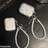 Bling Glitter Bow Pearl Sparkling Decorate Earphone Case For Airpods Pro 2 Earphone Cover For Air Pods 3 2 1 Headset Soft Box
