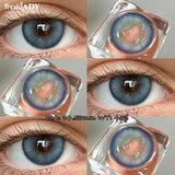 1 Pair Colored Contact Lenses Natural Brown Pupils Blue Eyes Contact lenses Gray Soft Contacts 14.50mm