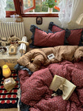 3/4Pcs Vintage Flower Lace Ruffles Skin-friendly Soft Bedding Set Duvet Cover Bed Sheet Pillowcases