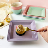 6 Inch 8 Inch Creative Ceramics Square Plate Dessert Western Food Plate Fruit Dim Sum Plate House Solid Color Tableware