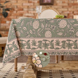 Rectangle Waterproof Tablecloth Rose Print Lace Trim Cotton Tablecloth For Outdoor Dining Party Decor Home Decoration