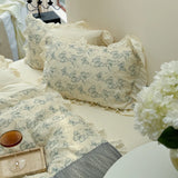 High Quality Bedding Set Type A Washed Cotton Butterfly Bed Sheets And Fitted Sheet  Ancient Rhyme Butterfly Sound  Duvet Cover