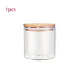 22oz Set Of 6 Glass Jars With Airtight Bamboo Lids Glass Kitchen Canisters Clear Container For Food Storage Of Dry Goods Cookie