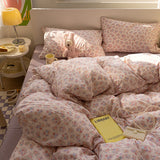 New Type A Aerobic Double Yarn Quilt Cover Knitted Cotton Printed Four-piece Duvet Set Skin Friendly Breathable Bedding