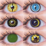 2pcs Cosplay Colored Contact Lenses Anime Blue Red Eyes Lenses Halloween Green Makeup Eyes Contact Crazy Lens Yearly