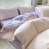 Solid Pink Fashion Style Bedding Set Twin Full Queen Size Duvet Cover Set Adults Kids Simple Korean Bed Flat Sheet Pillowcases