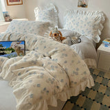 Latest Carving Flower Silk Velvet Winter 4pcs Bedding Sets 3D Warm Quilt Cover Bedspread Pillowcases for Princess Girls Bedroom
