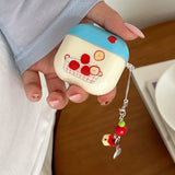 Fresh Lovely Blue Apple Smooth Soft Bluetooth Earphone Case For AirPods 4 3 2 1 Pro Pro 2 Protection Cover Cute Chain Pendant