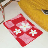 Tufting Grids Bathmat Chic Bathroom Rug Soft Fluffy Geometric Mat Carpet Floral Floor Anti Slip Pad Aesthetic Home Room Decor