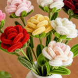 7Pcs artificial roses Valentine’s Day Gifts for and Wife Girlfriend Chenille Handmade Stems Twist Sticks DIY Fake Flowers