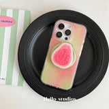 Korean Cute Guava Magnetic Grip Tok Griptok Phone Stand Holder Phone Case for iPhone 17 16 15 14 13 Pro Max For Magsafe Cover