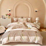 100% Cotton Bedding Set Brushed Dreamy Style Ginkgo Biloba Leaves Pink Duvet Cover Sheet Set Sheet King Queen for Bedroom Decor