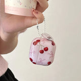 Lovely Pink Cherry Bowknot Gloss Soft Earphone Case For AirPods 4 For AirPods Pro 2 3 1 Headphone Accessories Protection Cover