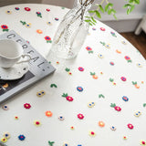 Christmas Transparent Lace Tablecloth White Rectangular Colorful Flower Embroidered Table Cloth for Cover Home Party Supplies