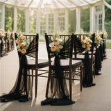 12PCS Chiffon Chair Sashes Wedding Chair Decoration 16x275cm Long For Wedding Aisle Decorations Party Banquet Event Baby Shower