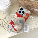 Neo-Chinese stlye gllacier fundas for iphone 15pro 16promax 14 13 15 pro max 16 13pro 14promax good luck cloud phone case