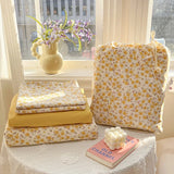 Korean Style Bedding Sets Soft Flat Sheet Duvet Cover Pillowcase Polyester Twin Queen Full Size Quilt Cover Set Sheet Set