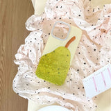 Fashion Cute Pear Glitter Bling Phone Case for iPhone 15 16 14 13 17 Pro Max Diamond Clear Luxury Transparent Cover Women Girl