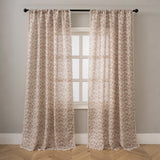 New Semi-Sheer Blackout Curtains, Slub Linen Look Floral Print Rod Pocket Drapes for Living Room Bedroom, 1/2 Panels Ready Made
