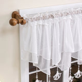 1PC Rod Pocket Sheer Curtain With Crystal Beads, Hollow Floral Pendants, 400×110cm, For Living Room, Lovely Housewarming Gift