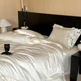 4Pcs Jacquard Egyptian Cotton Luxury Bedding Set Soft Silky Single Queen King Duvet Cover Set Flat/Fitted Bed Sheet Pillowcases