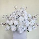 Pink Green Artificial Hydrangea Rose Anthurium Arrangement Wedding Table Centerpiece Floral Runner Party Backdrop Banquet Decor