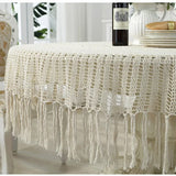 Tassel Table Cover for Dining Table, Lace Tablecloth, Crochet Round Tablecloths, Decorative Cloth, Nordic,Pastoral,Luxury