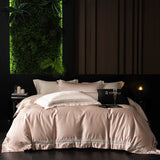 1000TC Egyptian Cotton Soft Silky Brocade Lace Champagne Luxury Bedding Set Duvet Cover Bed Sheet/Fitted Sheet Pillowcases 4Pcs