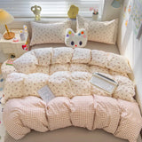 Class A Double Yarn Bedding Set Quilt Comforter Duvet Cover Set Printed Cotton Bedspread Skin Friendly Breathable Four-Piece Set