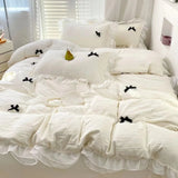 Bedding Set INS Girls Princess Soft 2024NEW Washed Cotton Bed Sheet Queen King Size Duvet Set Comforter Set Duvet Set Bed Linens