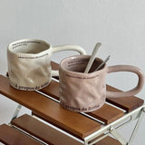 Creative Roman Letter Handheld Ceramic Cup Irregular Long Handle Coffee Mark Water Cup Coffee Cup