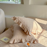 2 pcs Quilted Soft Pillow Sham with Ruffles 48x74cm Home Decorative Pillow Case Flower Printed Pillowcases Covers