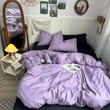 Duvet Cover Set New School Season Student Three PIECE Set Ins Style Solid Color Double Panel Washing Cotton Comforter Set
