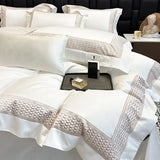 600TC Egyptian Cotton Luxury Embroidery Hotel Style Bedding Set Queen King Size Duvet Cover Flat/Fitted Bed Sheet Pillowcases