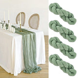 Cotton Gauze Table Runner 90x300cm Green Doily Sage Rustic Tablecloth Cheesecloth Table Cover Festival  Party Sheer Home Decor