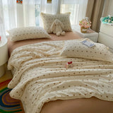 Floral Printed Summer Quilt Four Piece Set Soft Bedroom Decor Bedding Set Summer Quilt Bed Sheet With Pillowcases Home Textiles