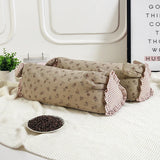 1pcs Cotton Double-layer Sand Buckwheat Shell Headrest Cute Floral Rabbit Ear Breathable Pillow Comfortable Cervical Bolster