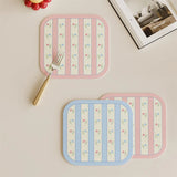 Sweet Korean Style Floral Table Mat Absorbent Non-Slip Heat Insulated Pad Lightweight Bowl Cup Coaster Girls Room Home Gift