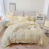 Three-Dimensional Pinch Pleated Crafts Double Duvet Cover Set 200x230 Solid Twist Flowers King Size Bedding Set Quilt Cover Set