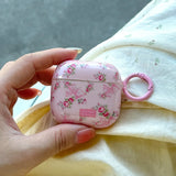 Lovely Pink Flower Gloss Soft Earphone Case for AirPods Pro 2 With Keychain for AirPods 4 3 2 1 Silicone Protection Cover