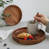 New American Walnut Tray Fruit Tray Solid Wood Circular Shaped Household Water Cup Tea Cup Tray Japanese Wooden Plate Tableware